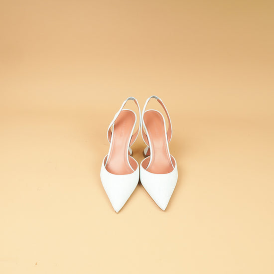 Amina Muaddi Light Blue Denim Holli Sling 95 Pumps 37.5-Amina Muaddi-THE CLOSET