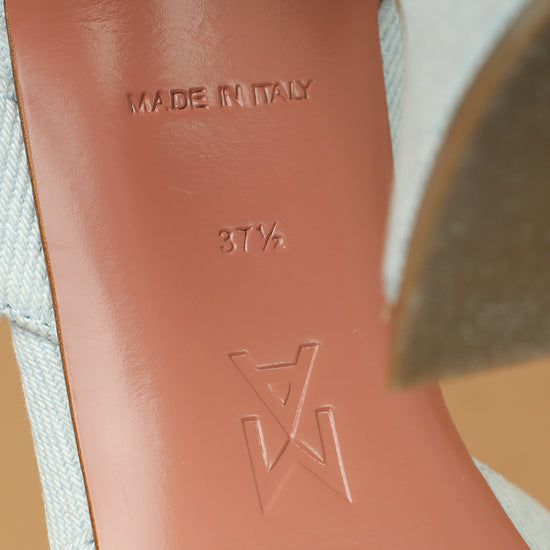 Amina Muaddi Light Blue Denim Holli Sling 95 Pumps 37.5-Amina Muaddi-THE CLOSET