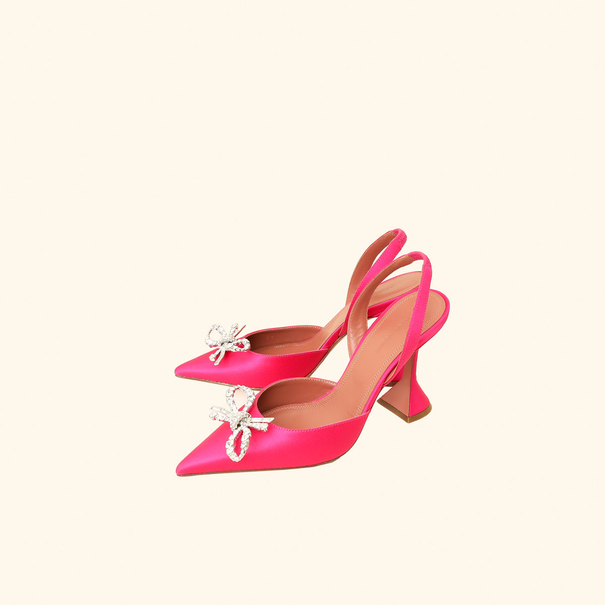 Amina Muaddi Fuchsia Satin Rosie Sling Pumps 37-Amina Muaddi-THE CLOSET