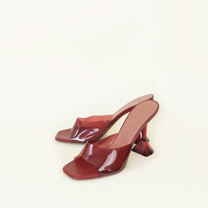 Amina Muaddi Rosy Red Lupita Glass Sandals 38.5