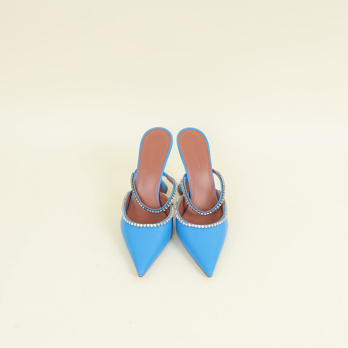Amina Muaddi Blue Gilda Crystal Mules 38.5