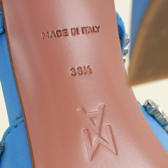 Amina Muaddi Blue Gilda Crystal Mules 38.5