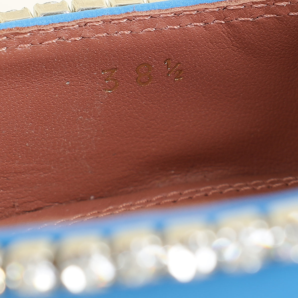 Amina Muaddi Blue Gilda Crystal Mules 38.5