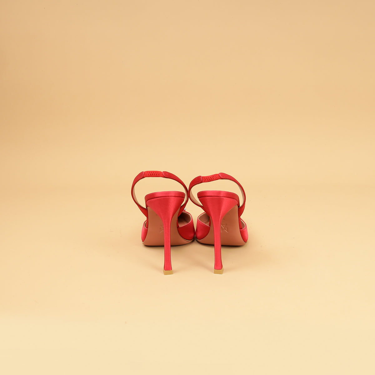 Amina Muaddi Roman Red Satin Camelia Sling 105 Pumps 38-Amina Muaddi-THE CLOSET