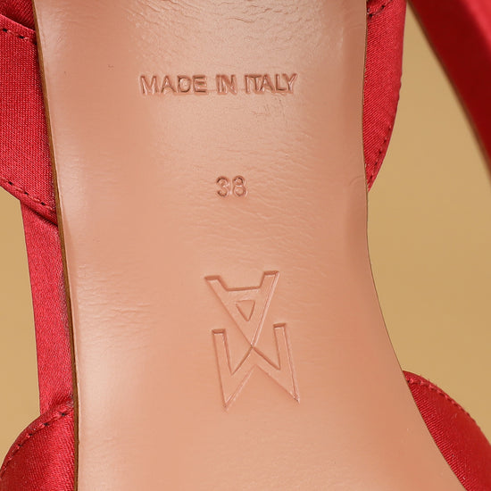 Amina Muaddi Roman Red Satin Camelia Sling 105 Pumps 38-Amina Muaddi-THE CLOSET