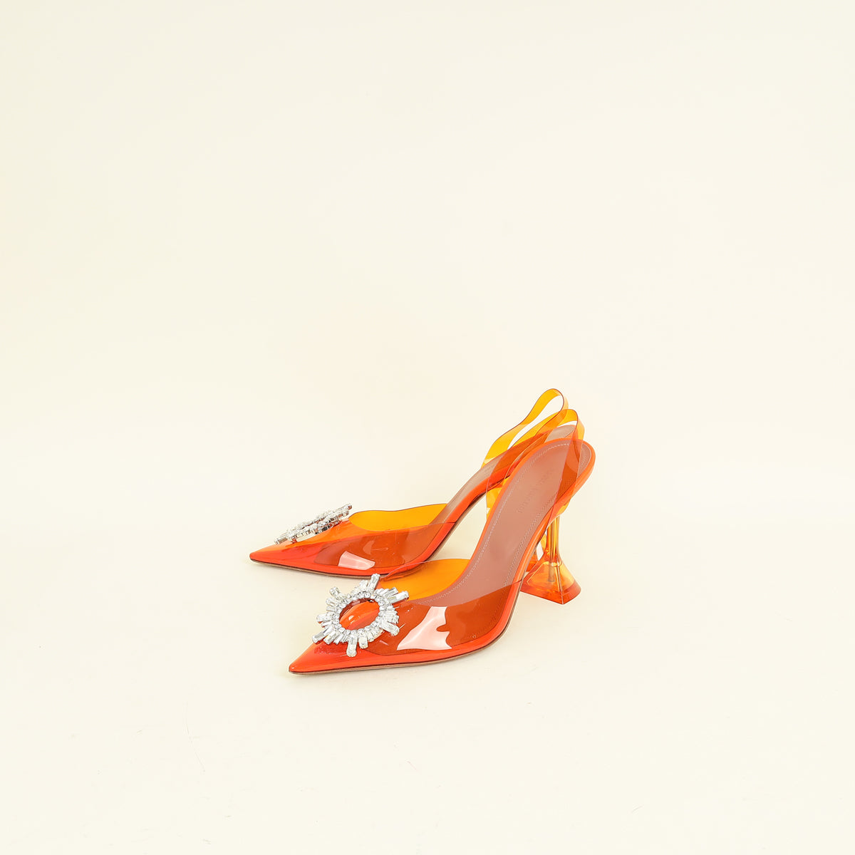 Amina Muaddi Orange Begum Sling Pumps 39.5