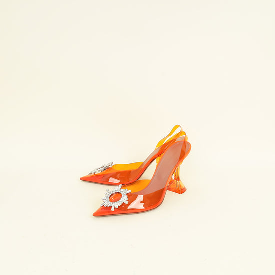 Amina Muaddi Orange Begum Sling Pumps 39.5