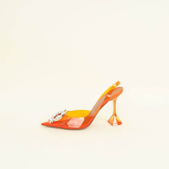 Amina Muaddi Orange Begum Sling Pumps 39.5