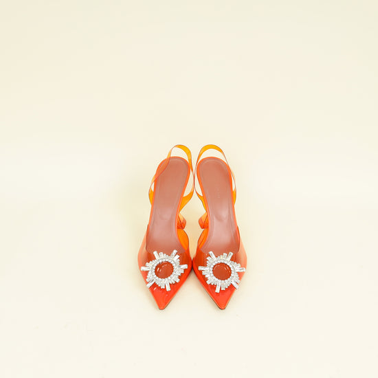 Amina Muaddi Orange Begum Sling Pumps 39.5