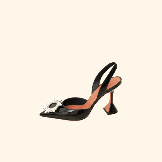 Amina Muaddi Black Begum Sling Pumps 39-Amina Muaddi-THE CLOSET