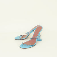 Amina Muaddi Light Blue Gilda Crystal Sandal 39