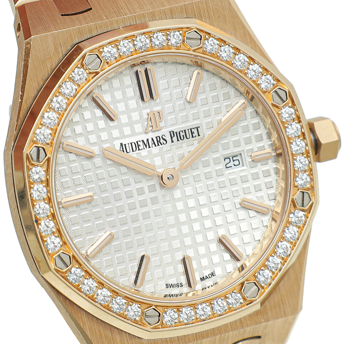 Audemars Piguet 18K Rose Gold Diamond Royal Oak Index 33mm Watch