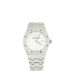 Audemars Piguet Stainless Steel Diamonds Royal Oak 33mm Quartz Watch