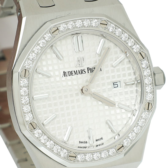 Audemars Piguet Stainless Steel Diamonds Royal Oak 33mm Quartz Watch