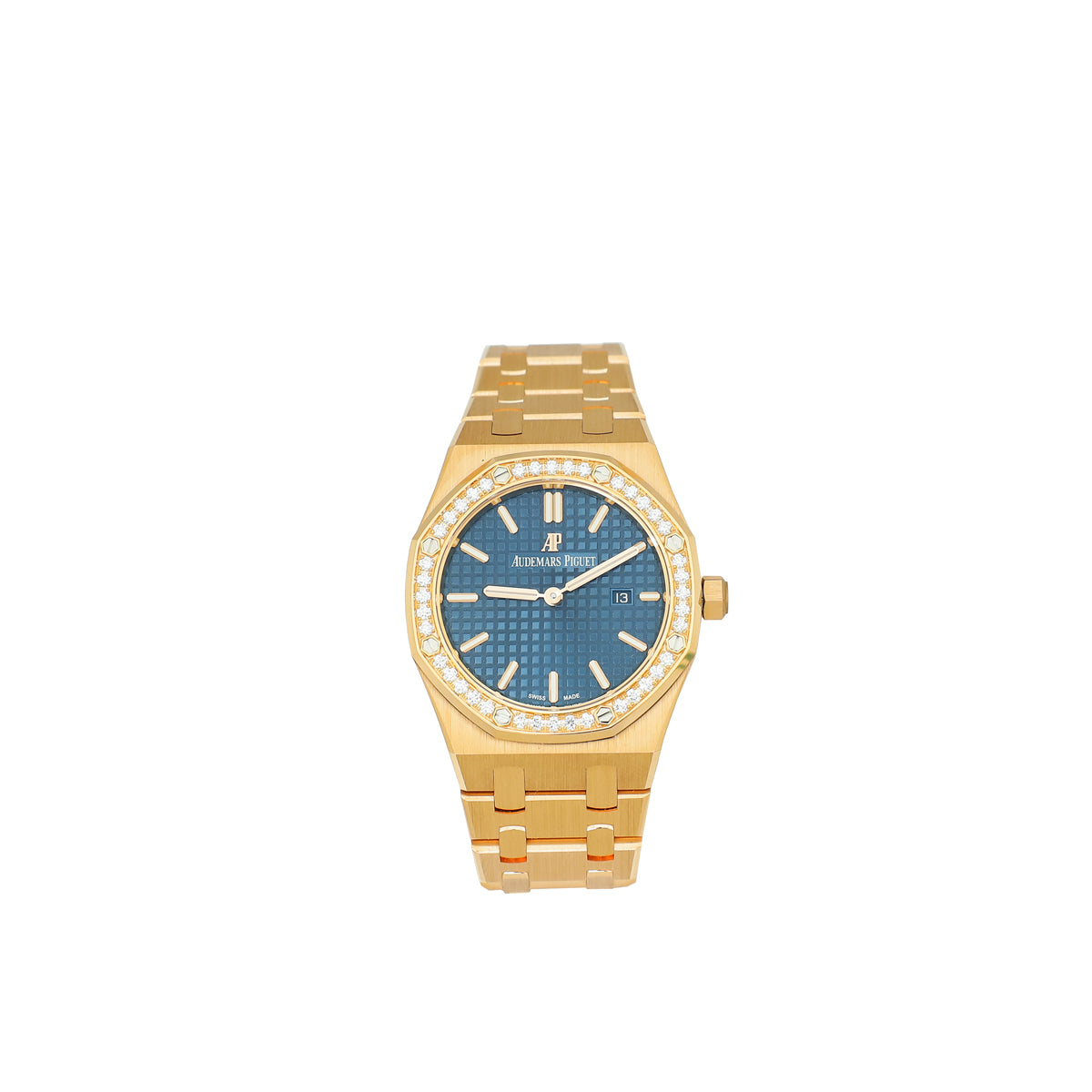 Audemars Piguet 18K Pink Gold Diamonds Royal Oak 33mm Quartz Watch