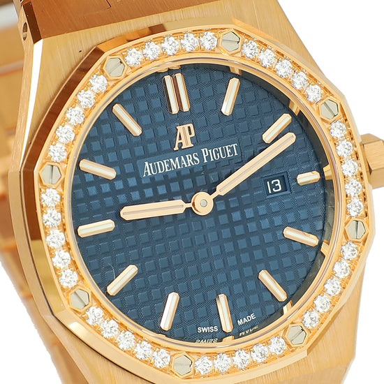 Audemars Piguet 18K Pink Gold Diamonds Royal Oak 33mm Quartz Watch