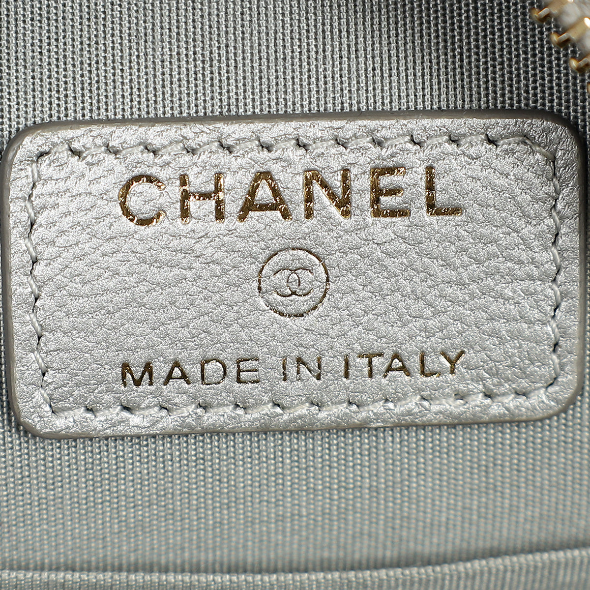 Chanel Metallic Gray 19 Round Mini Clutch w/ Chain