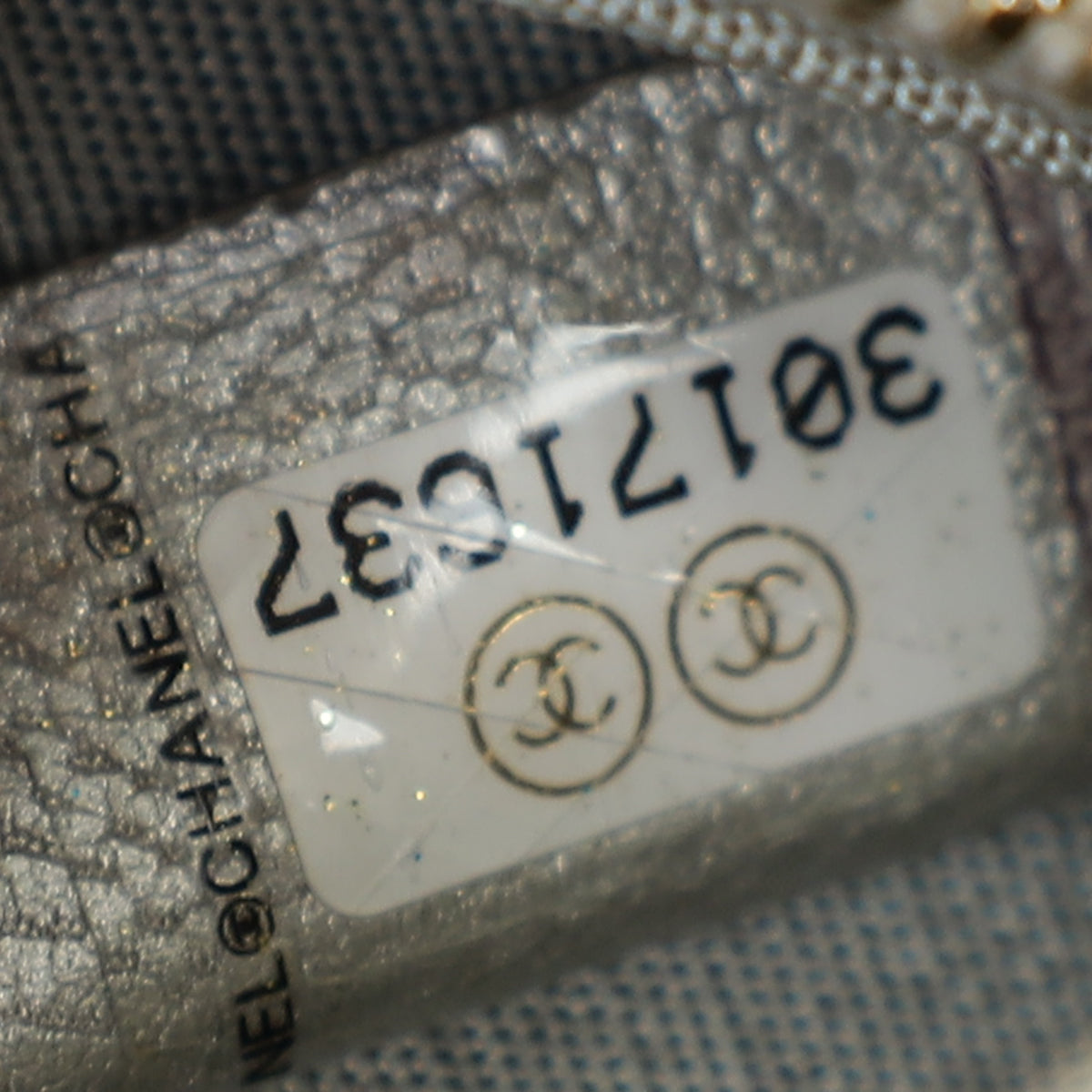 Chanel Metallic Gray 19 Round Mini Clutch w/ Chain