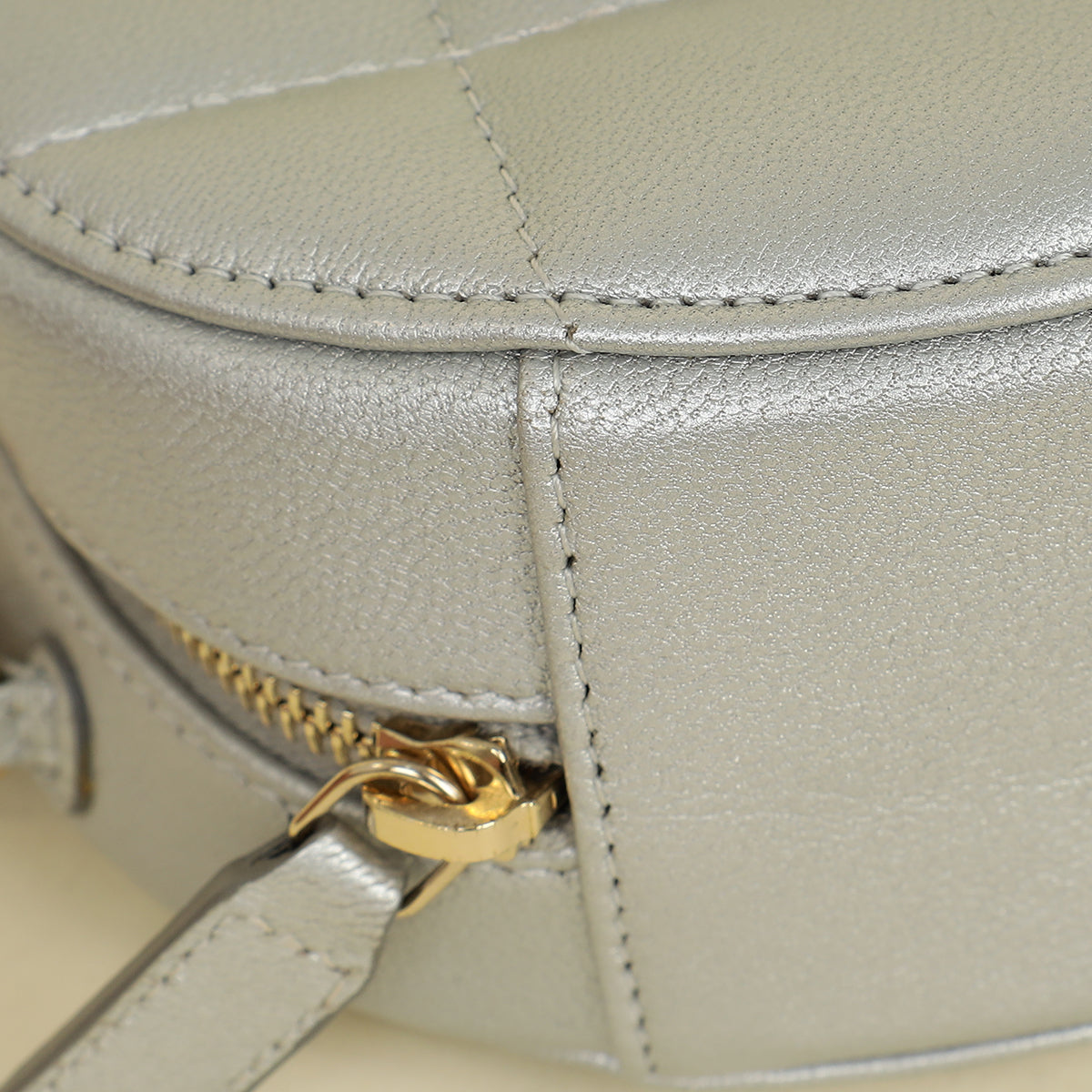 Chanel Metallic Gray 19 Round Mini Clutch w/ Chain