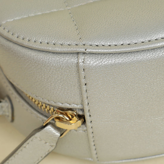 Chanel Metallic Gray 19 Round Mini Clutch w/ Chain