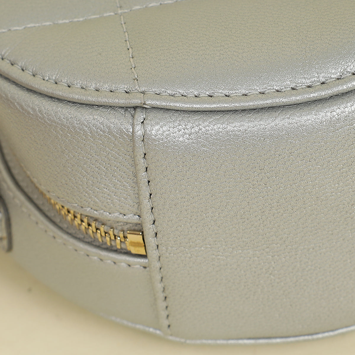 Chanel Metallic Gray 19 Round Mini Clutch w/ Chain