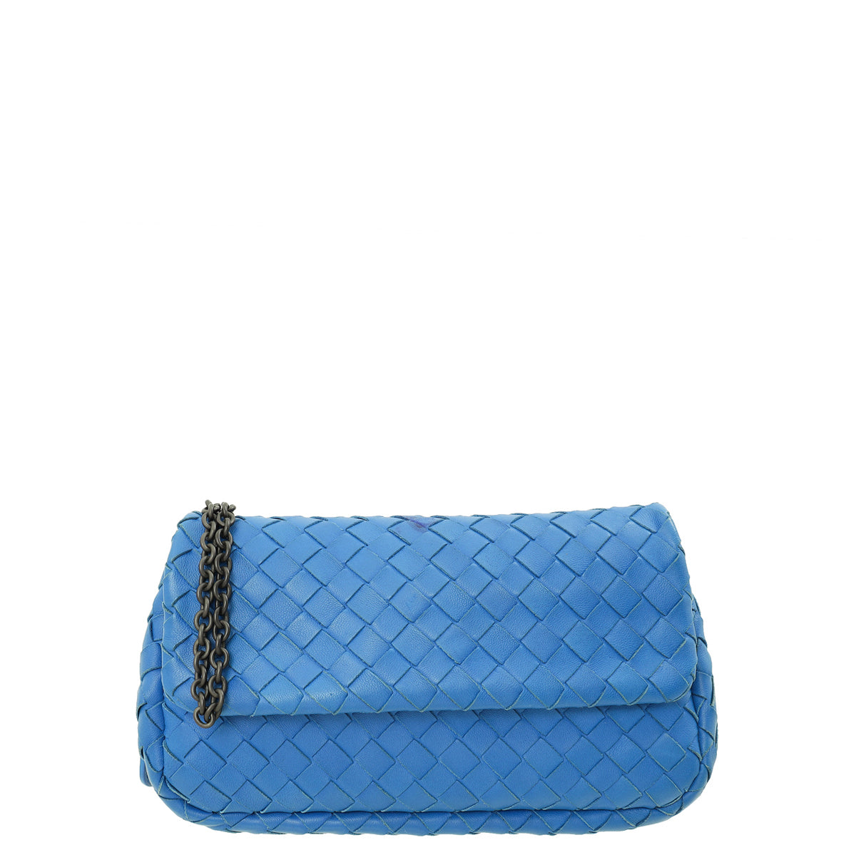 Bottega Veneta Blue Azur Intrecciato Nappa Veneta Expandable Mini Chain Crossbody Bag