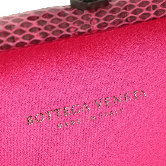 Bottega Veneta Fuchsia Satin Intrecciato Knot Clutch