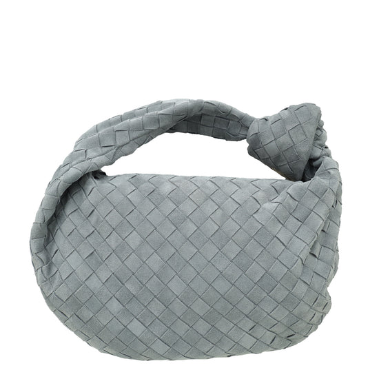 Bottega Veneta Grey Intrecciato Suede Jodie Small Bag