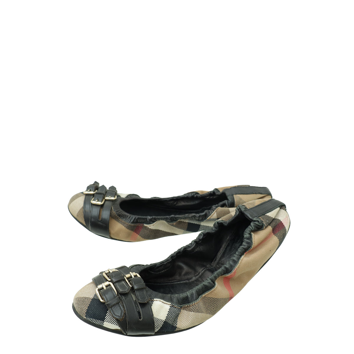 Burberry House Check Black Falcony Elastic Ballerina 40-Burberry-THE CLOSET
