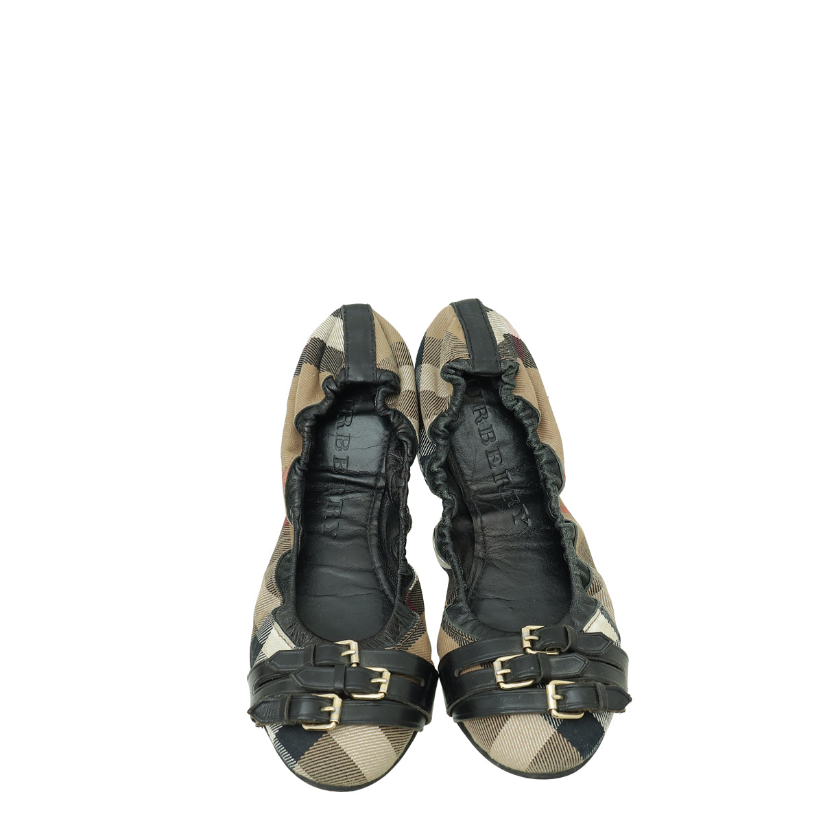 Burberry House Check Black Falcony Elastic Ballerina 40