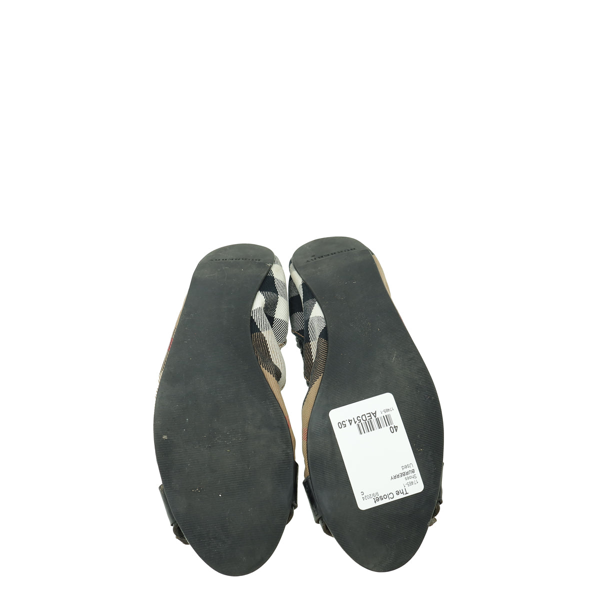 Burberry House Check Black Falcony Elastic Ballerina 40