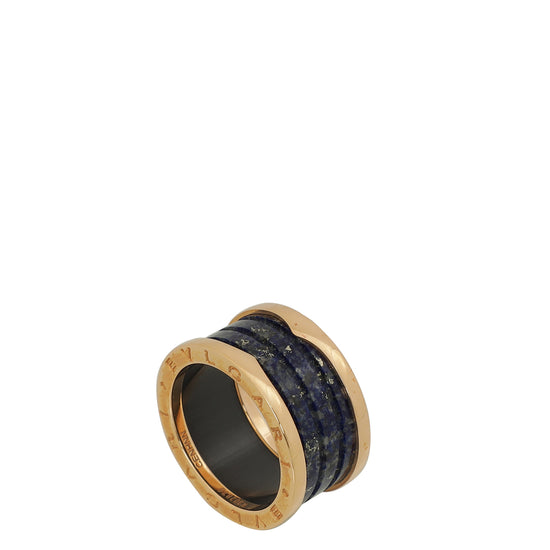 Bvlgari 18K Rose Gold Blue Marble B. Zero1 4 Brand Ring 56