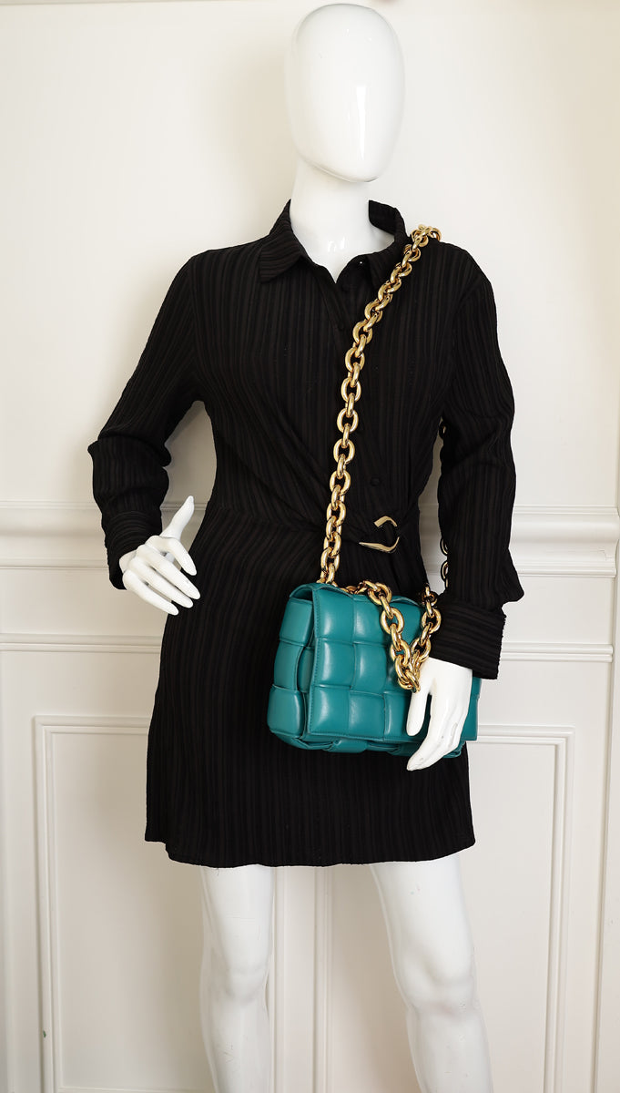 Bottega Veneta Teal Padded Chain Cassette Bag-Bottega Veneta-THE CLOSET