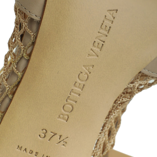 Bottega Veneta Beige Stretch Lace-Up Chain Sandal 37.5