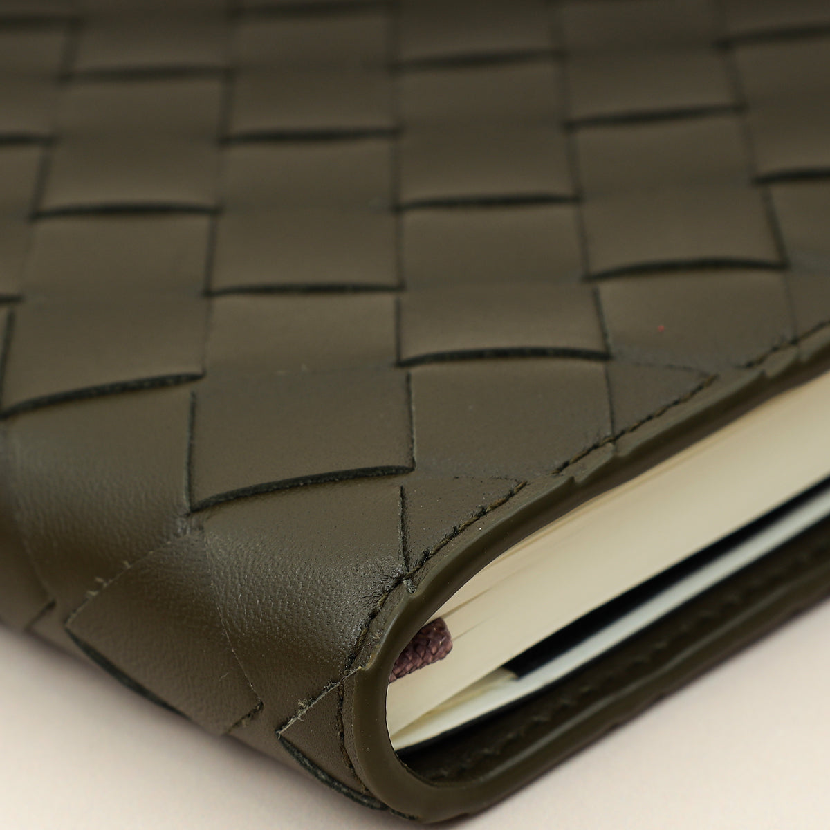 Bottega Veneta Kaki Intrecciato Notebook Medium Cover-Bottega Veneta-THE CLOSET