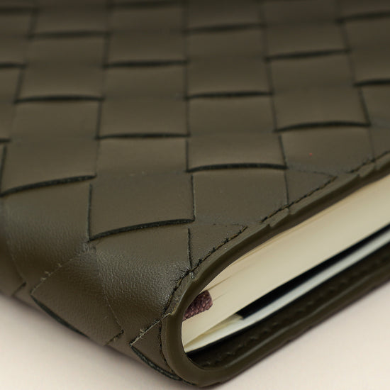 Bottega Veneta Kaki Intrecciato Notebook Medium Cover-Bottega Veneta-THE CLOSET