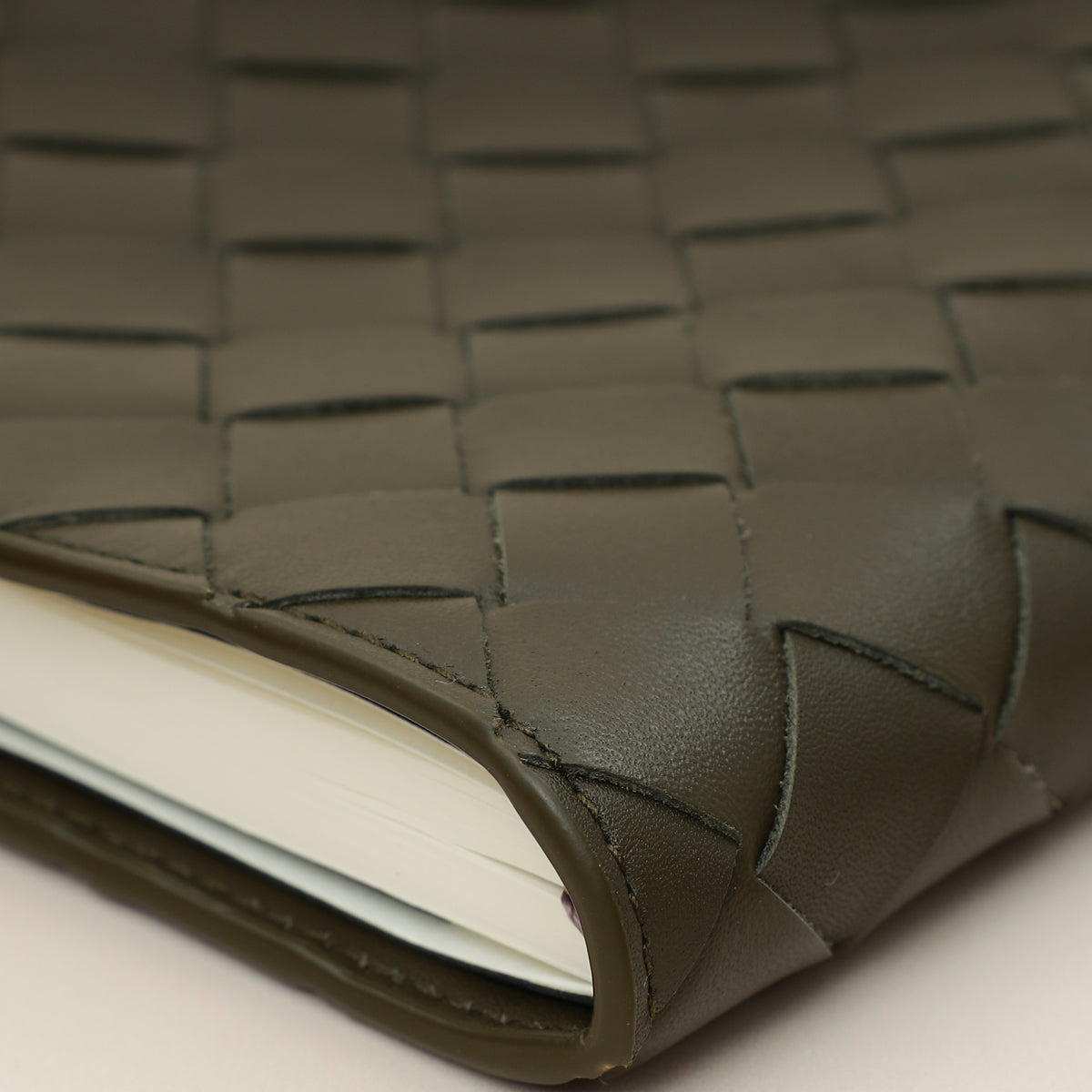 Bottega Veneta Kaki Intrecciato Notebook Medium Cover-Bottega Veneta-THE CLOSET