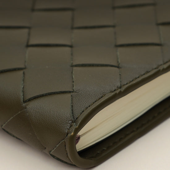 Bottega Veneta Kaki Intrecciato Notebook Medium Cover-Bottega Veneta-THE CLOSET