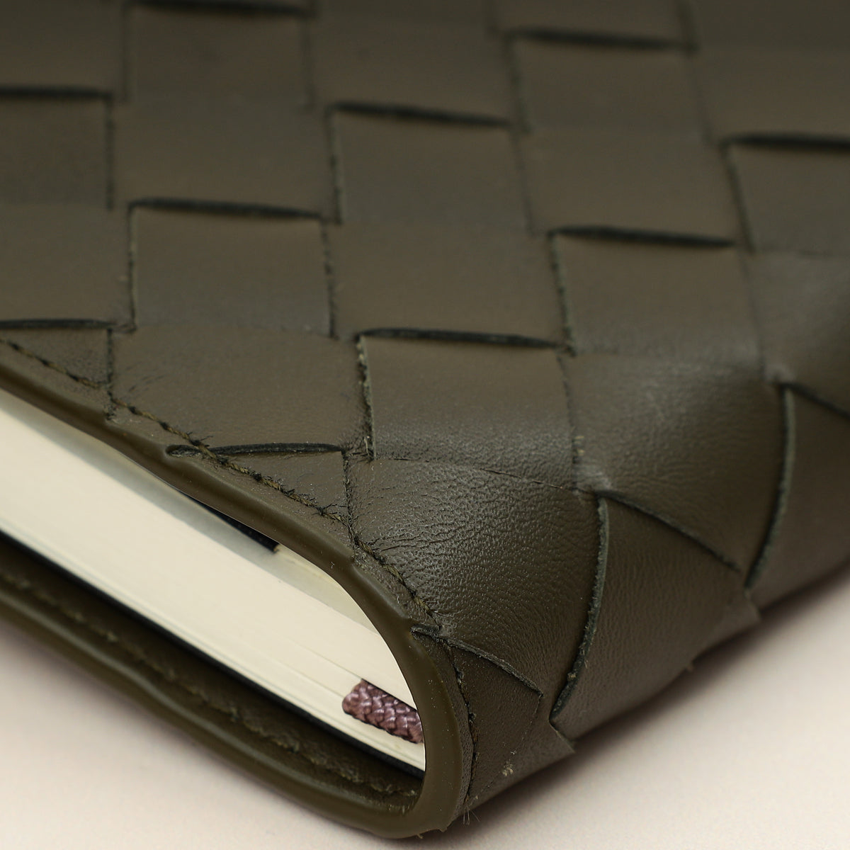 Bottega Veneta Kaki Intrecciato Notebook Medium Cover-Bottega Veneta-THE CLOSET