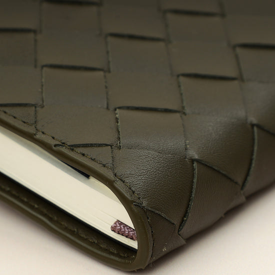 Bottega Veneta Kaki Intrecciato Notebook Medium Cover-Bottega Veneta-THE CLOSET