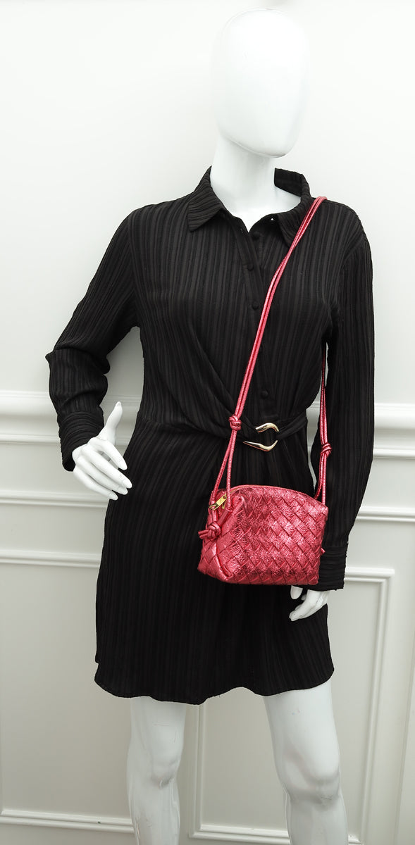 Bottega Veneta Lollipop Intrecciato Craque Metallic Nappa Loop