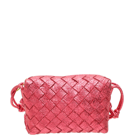 Bottega Veneta Lollipop Intrecciato Craque Metallic Nappa Loop Mini Crossbody Bag