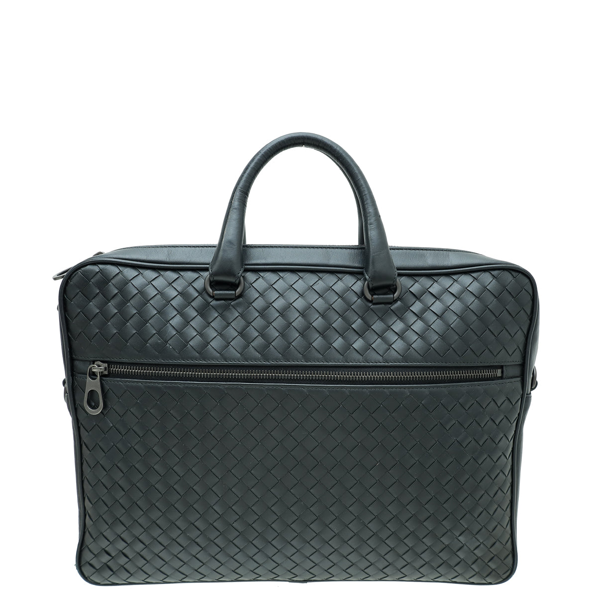 Bottega Veneta Black Intrecciato Briefcase-Bottega Veneta-THE CLOSET