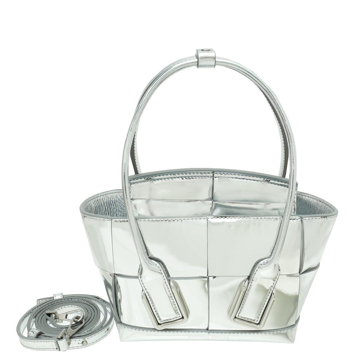 Bottega Veneta Metallic Silver Mini Arco Bag-Bottega Veneta-THE CLOSET