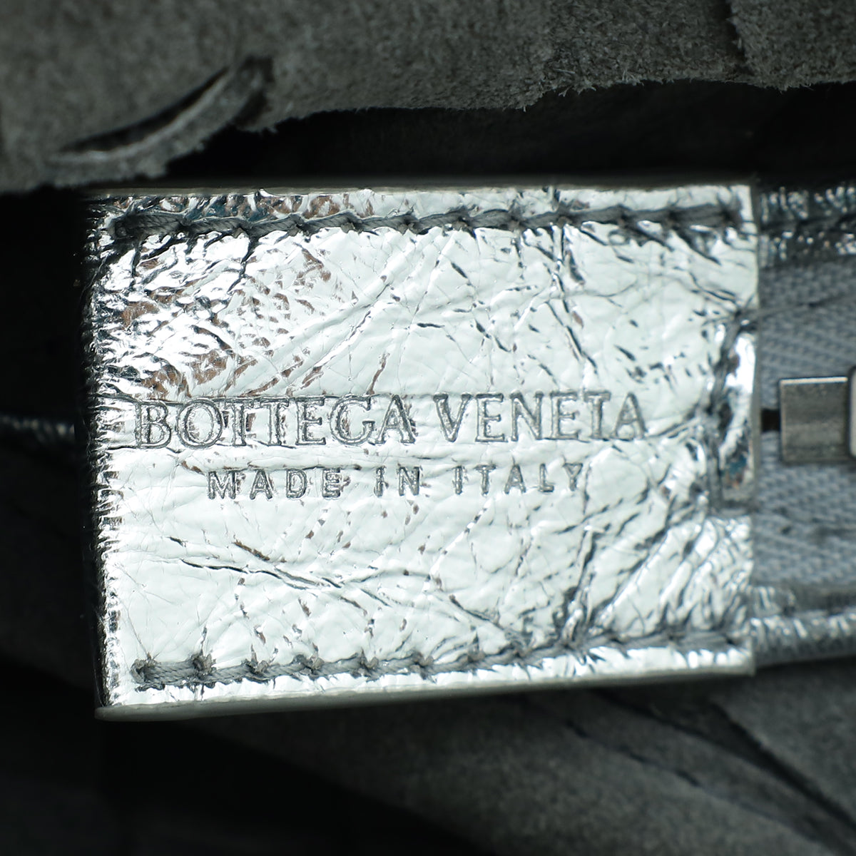 Bottega Veneta Metallic Silver Intrecciato Loop Crossbody Small Bag