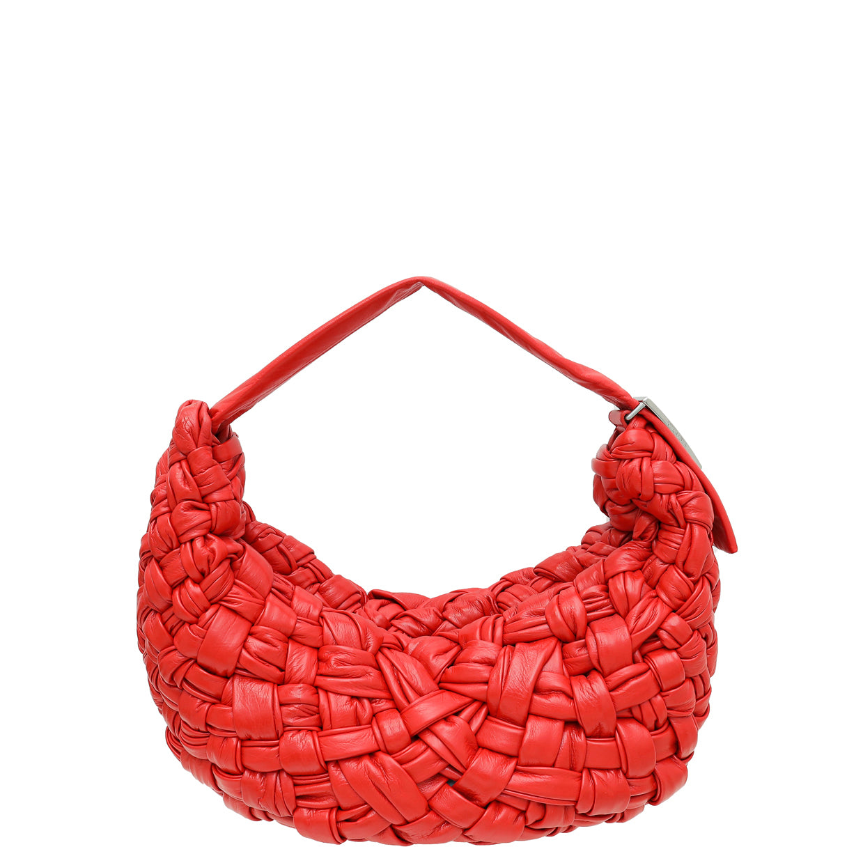 Bottega Veneta Red Nail Polish Intrecciato Banana Shoulder Bag-Bottega Veneta-THE CLOSET