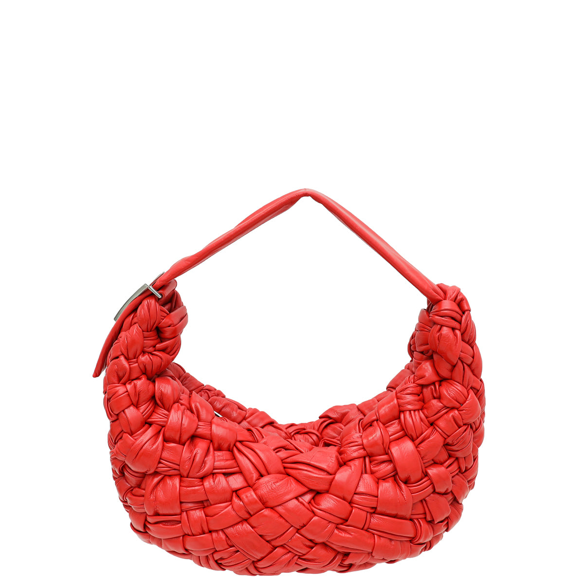Bottega Veneta Red Nail Polish Intrecciato Banana Shoulder Bag-Bottega Veneta-THE CLOSET