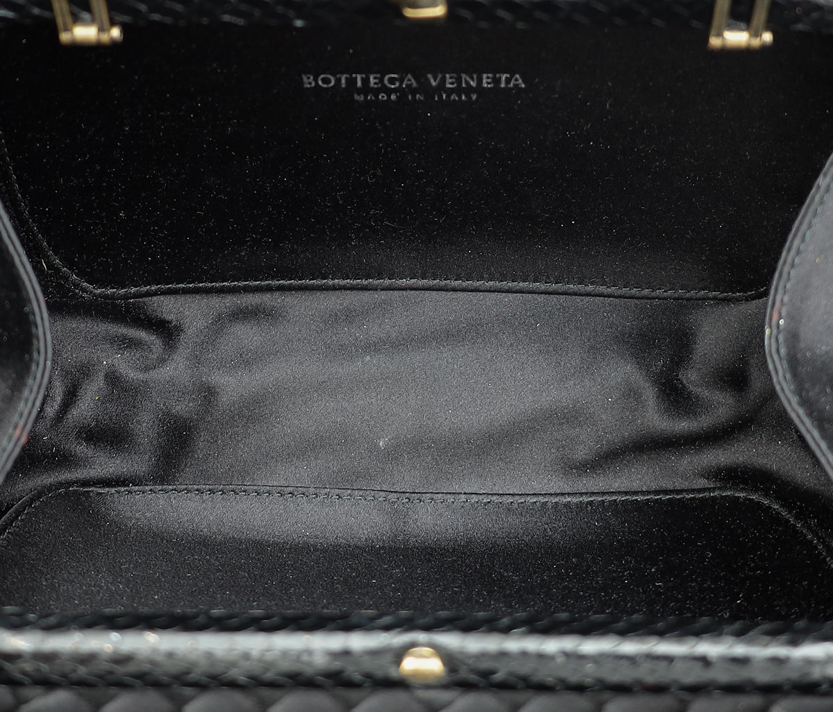 Bottega Veneta Black Knot Intrecciato Silk Chain Clutch Bag