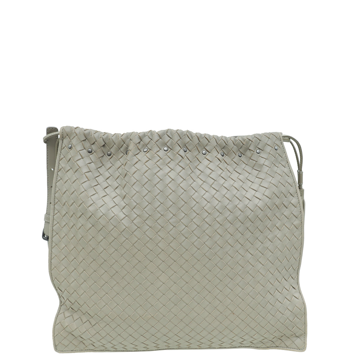 Bottega Veneta Grey Intrecciato Drawstring Tassel Crossbody Bag