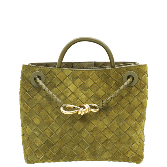 Bottega Veneta Olive Oil Suede Small Andiamo Bag